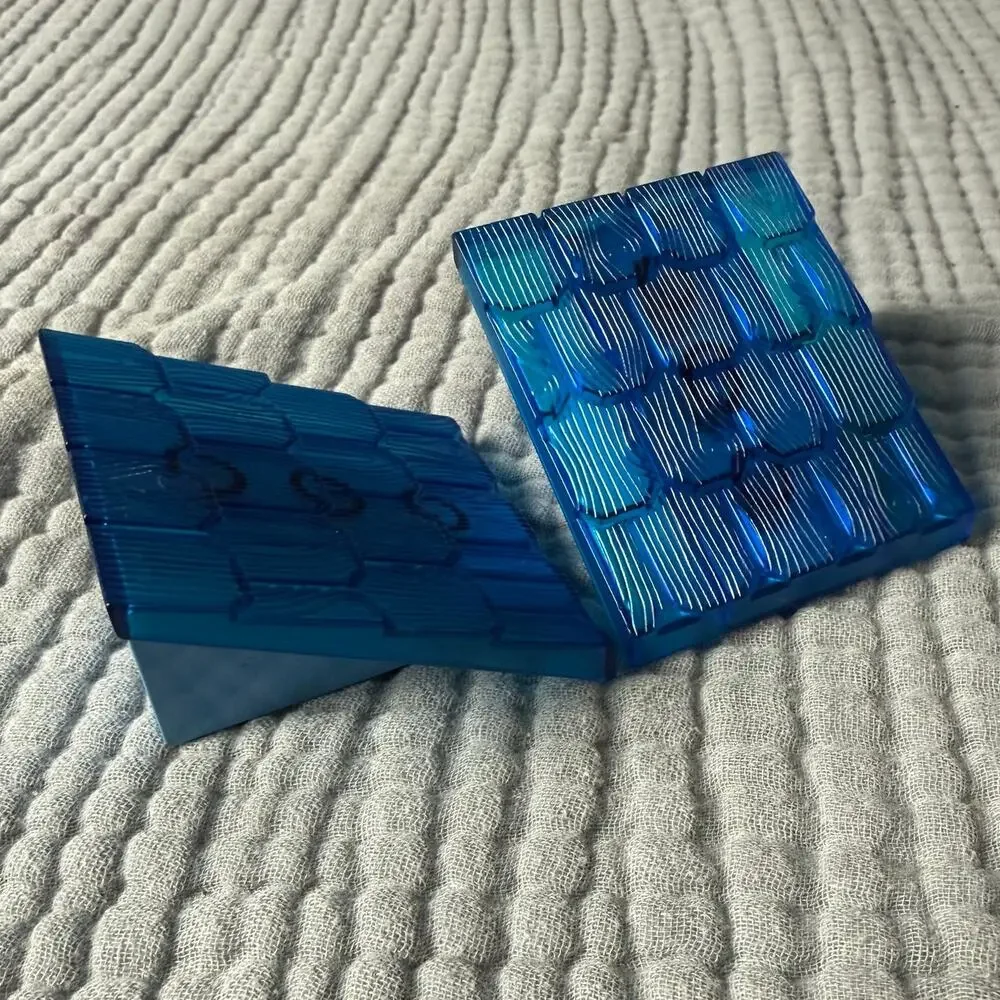 2 Duplo Lego Blue Shingled Roof Slope Bricks Pieces Transparent Top Bob Builder
